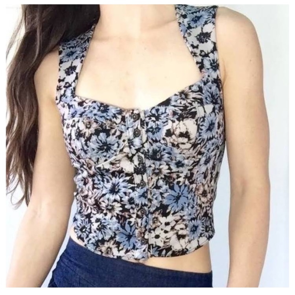 Free people New Romantics blue floral top